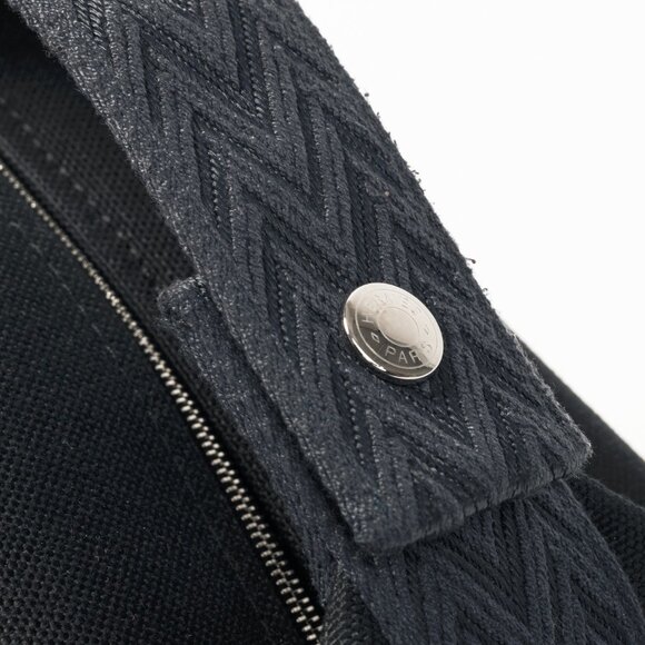 Hermes Bride-a-Brac Small Model Noir Canvas & Bleu Nuit Chevron Strap Case - Picture 8 of 14